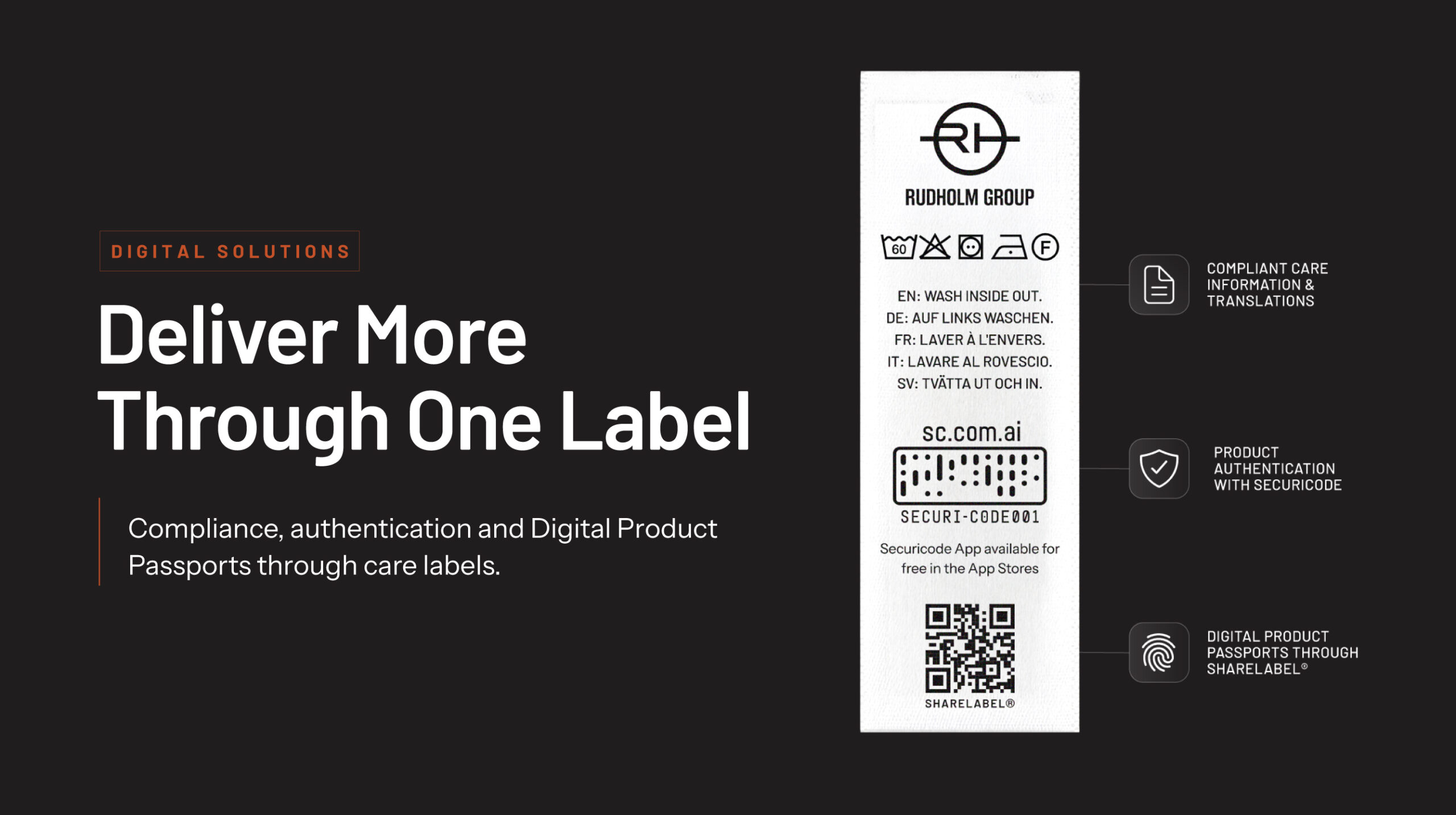 Care label delivering compliance, product authentication and Digital Product Passports
