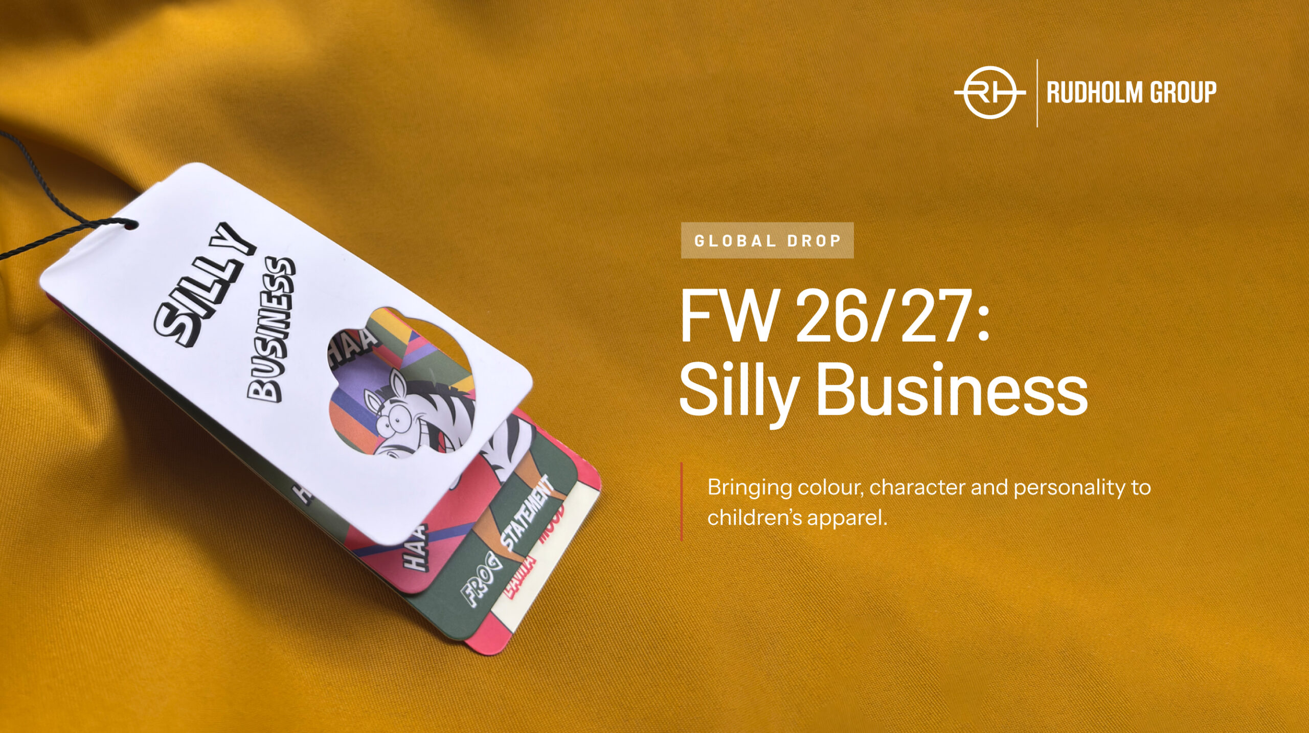 SILLY BUSINESS FW26/27 collection of colourful labels, trims and accessories for children's apparel.